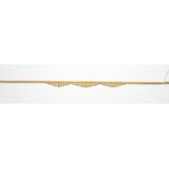 A 9ct yellow gold baton link fringe necklace,