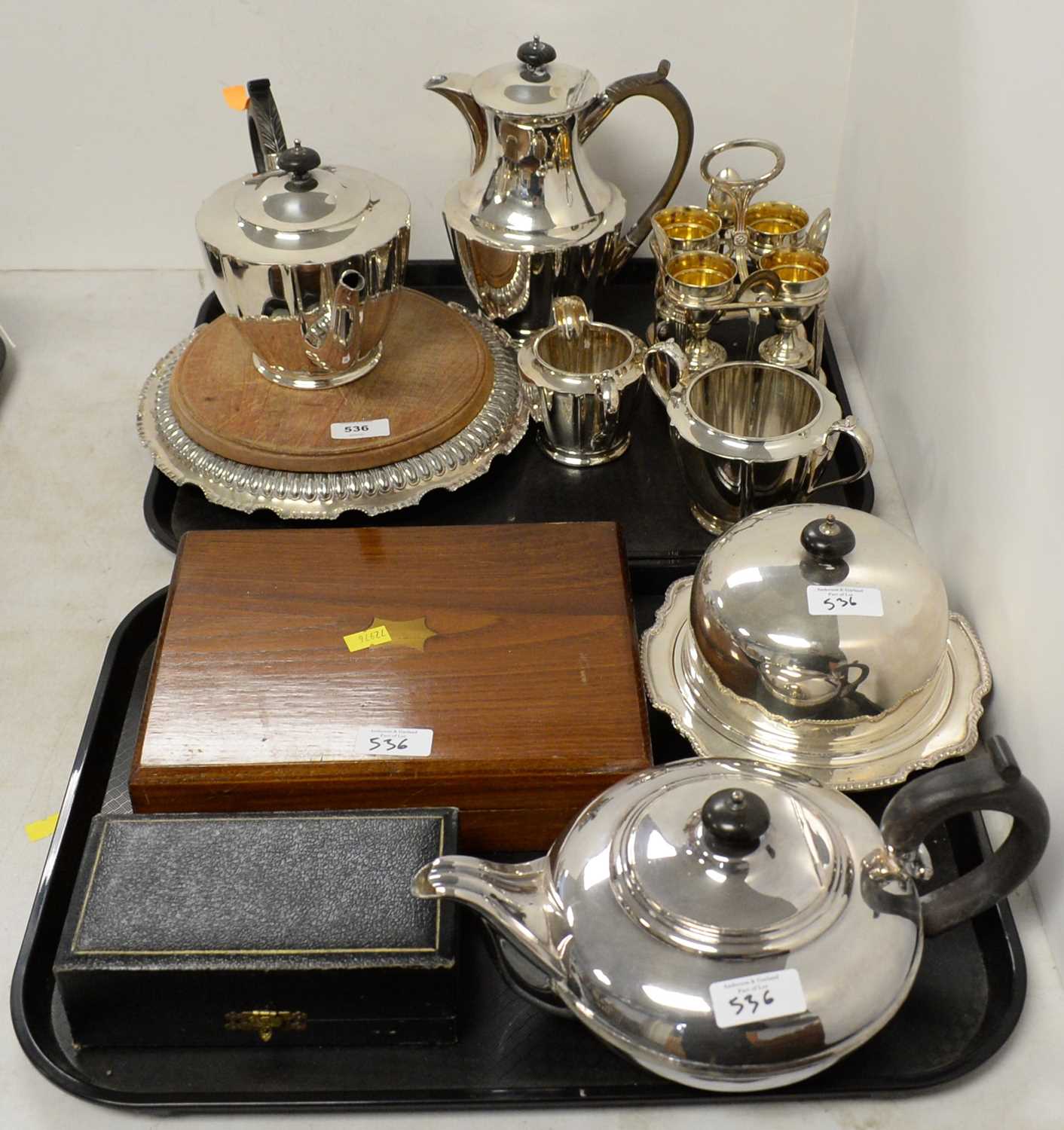 Selection of silver plated ware including a Walker & Hall tea and coffee service