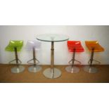 Four Pam Design Archirivolto bar chairs and a table