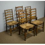 Set of five early 20th Century ladderback dining chairs