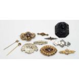 Victorian and later brooches and stick pins.