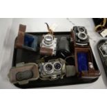 Selection of cameras including Seagull and Voigtlander