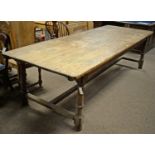 Late 19th/ early 20th Century pine refectory/printing table