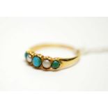 An early 20th century turquoise and pearl ring.