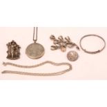 A Danish white metal brooch and other silver jewellery.