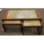 Mid-century nest of three teak tables by Sunelm