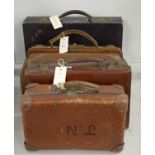 Leather attache case, doctors bag and two others