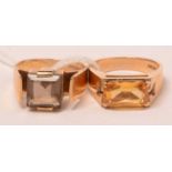 Two quartz and 9ct gold dress rings.