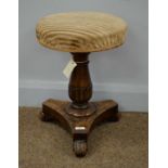 An early Victorian mahogany adjustable piano stool