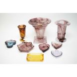 Selection of Davidson and other press moulded glass