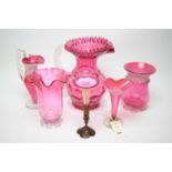 Selection of cranberry glass