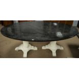 Two 20th Century marble topped tables