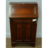 An Edwardian mahogany and satinwood banded bureau