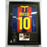 A signed Lionel Messi Barcelona Football Club jersey