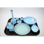 Selection of Sowerby and other press moulded pale blue glass