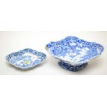 Pearlware blue and white comport and matching dish