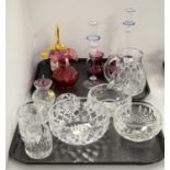 Selection of glass ware including cranberry glass