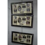 Set of three 'Newcastle United Legends' football photograph montages
