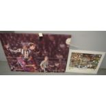 A signed Tino canvas print and a signed photograph collage of Peter Beardsley