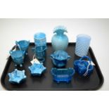 Selection of Sowerby and other pressed blue glass