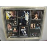 A framed, signed Michael Jackson photograph display