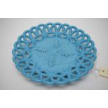 Late 19th Century press moulded blue glass pierced plate by Henry Greener