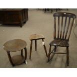 Windsor rocking chair, stool and an occasional table