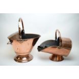 Arts & Crafts copper coal scuttle, and another