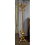 A Victorian style bent beechwood hat, coat and stick stand
