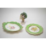Continental Derby style figure and two dishes