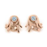 A pair of aquamarine and diamond earrings by Catherine Best,