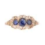 A Victorian sapphire and diamond ring,