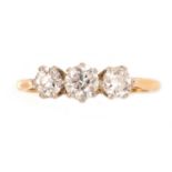 A three stone diamond ring,