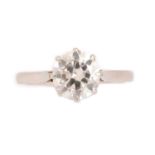 A brilliant cut solitaire diamond ring.