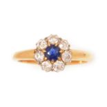 A Victorian diamond and sapphire cluster ring,