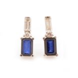 A pair of sapphire and diamond earrings,