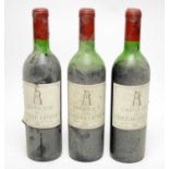 Three bottles of Chateau Latour 1967 1er Cru Classe Pauillac.