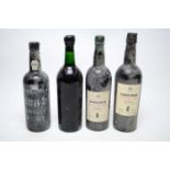 Three bottles of port and one bottle of Fonseca