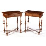 A pair of William and Mary style walnut side tables