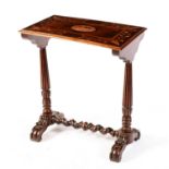 An inlaid mahogany and yew wood Killarney table