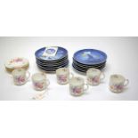 A Royal Crown Derby coffee service and a collection of Royal Copenhagen Christmas plates
