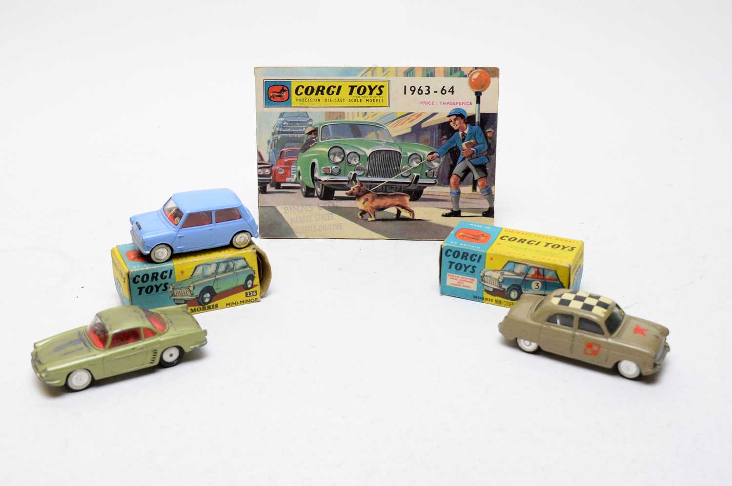 A Corgi Toys die-cast Morris Mini-Minor and another