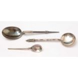 Three silver replica Roman spoons.