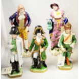 A pair of 19th C ceramic figures and three others