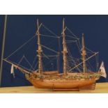 A 20th C stained wood model of the HMY Royal Caroline