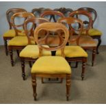 A Harlequin set of ten Victorian balloon back chairs