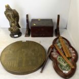 An early 20th C Eastern brass gong and other items