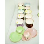 A set of ten Maling sundae dishes and two others
