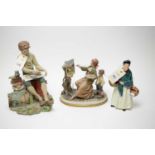 A Royal Doulton figure and two Capodimonte figures
