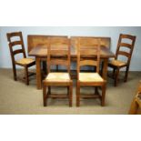 20th Century oak Wesley Barrell refectory table and four chairs